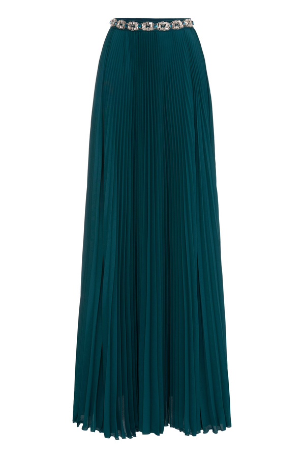 Embroidered long skirt in georgette fabric - Elisabetta Franchi® Outlet