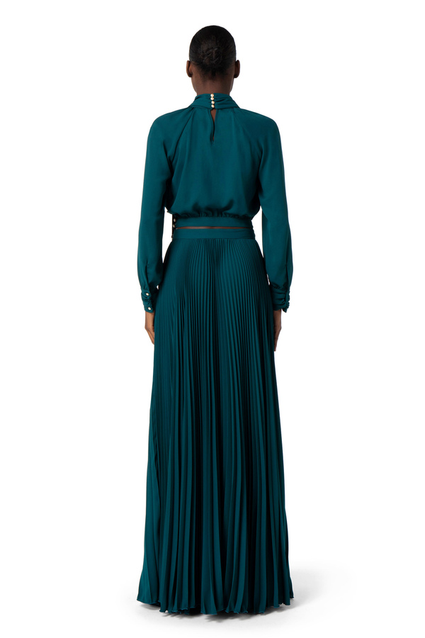 Embroidered long skirt in georgette fabric - Elisabetta Franchi® Outlet