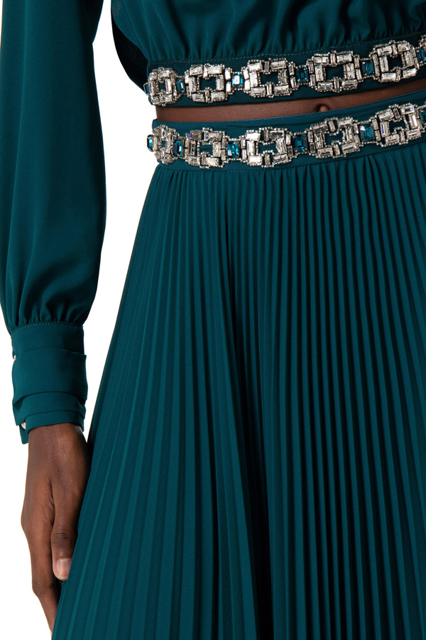 Embroidered long skirt in georgette fabric - Elisabetta Franchi® Outlet