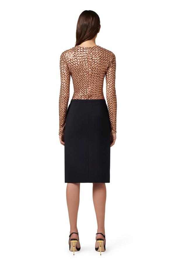 Gonna midi in tweed lurex - Elisabetta Franchi® Outlet