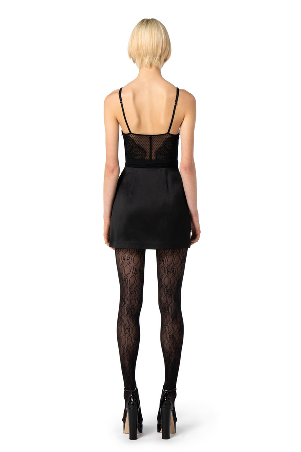 Viscose miniskirt with lace - Elisabetta Franchi® Outlet