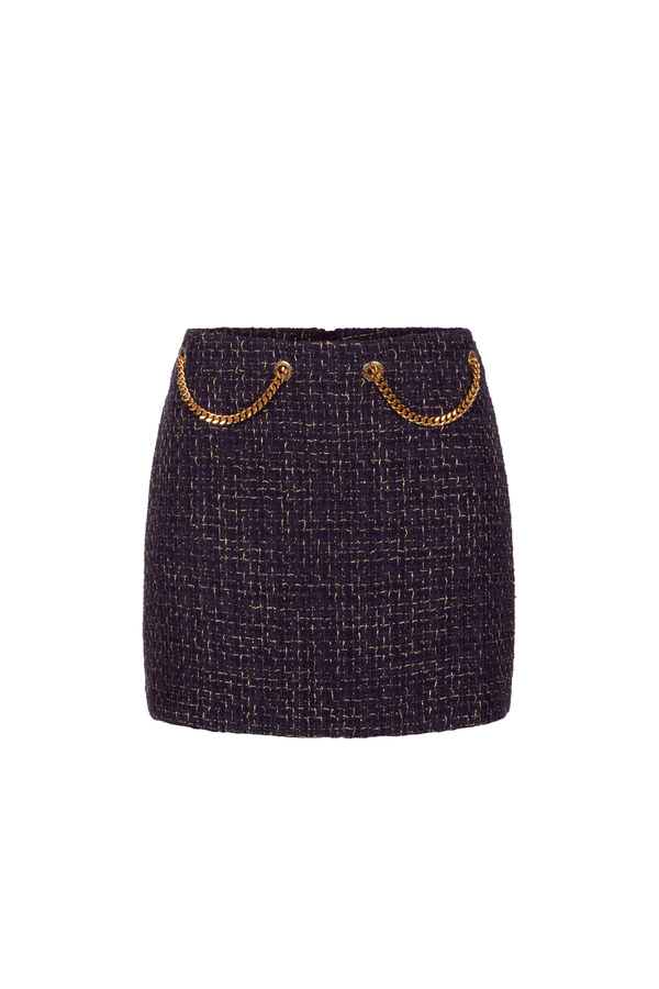 Lurex tweed miniskirt with chain pattern - Elisabetta Franchi® Outlet