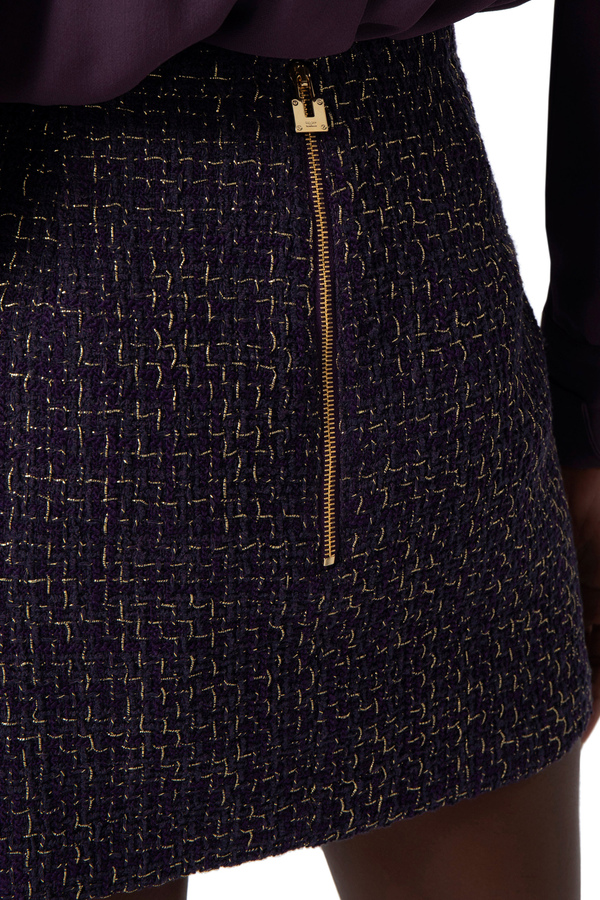 Lurex tweed miniskirt with chain pattern - Elisabetta Franchi® Outlet