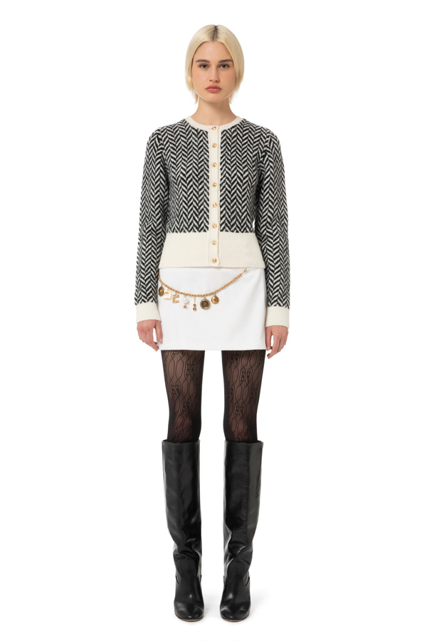 Minifalda de terciopelo con cadena - Elisabetta Franchi® Outlet