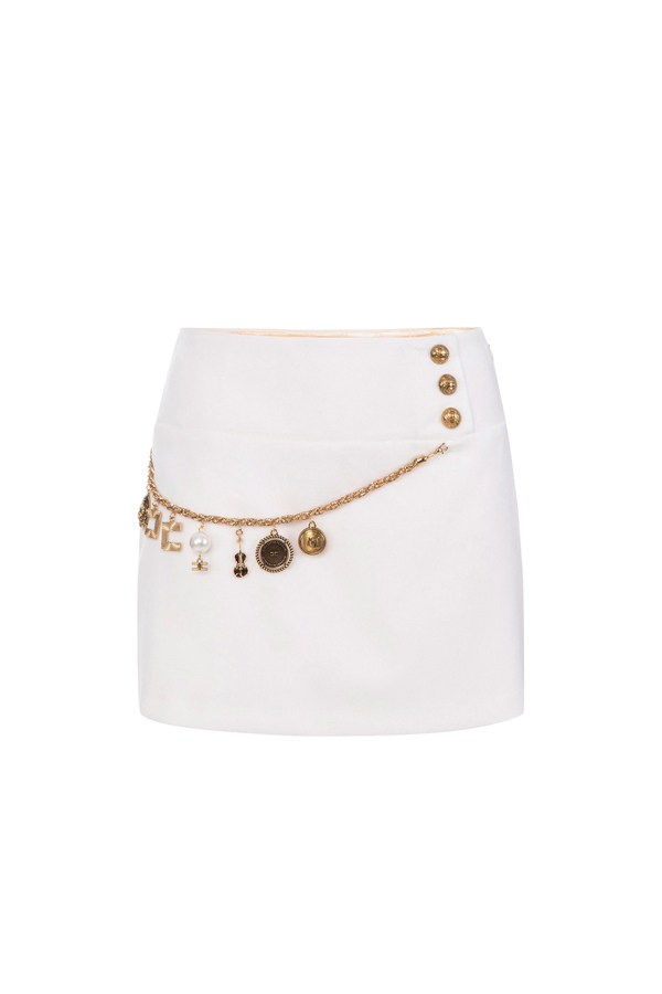 Mini-jupe en velours avec chaîne - Elisabetta Franchi® Outlet