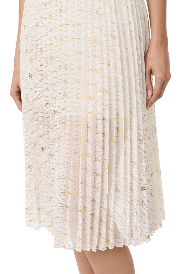 Midi-Rock aus Georgette mit Logo am ganzen Körper - Elisabetta Franchi® Outlet