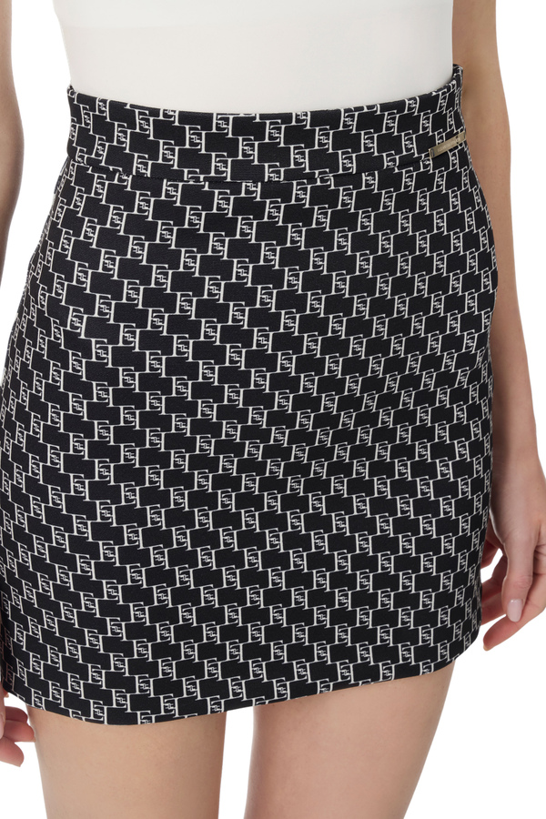 Minigonna in crêpe con logo - Elisabetta Franchi® Outlet