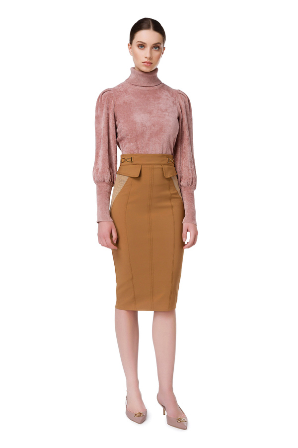Pencil skirt with mesh inserts - Elisabetta Franchi® Outlet