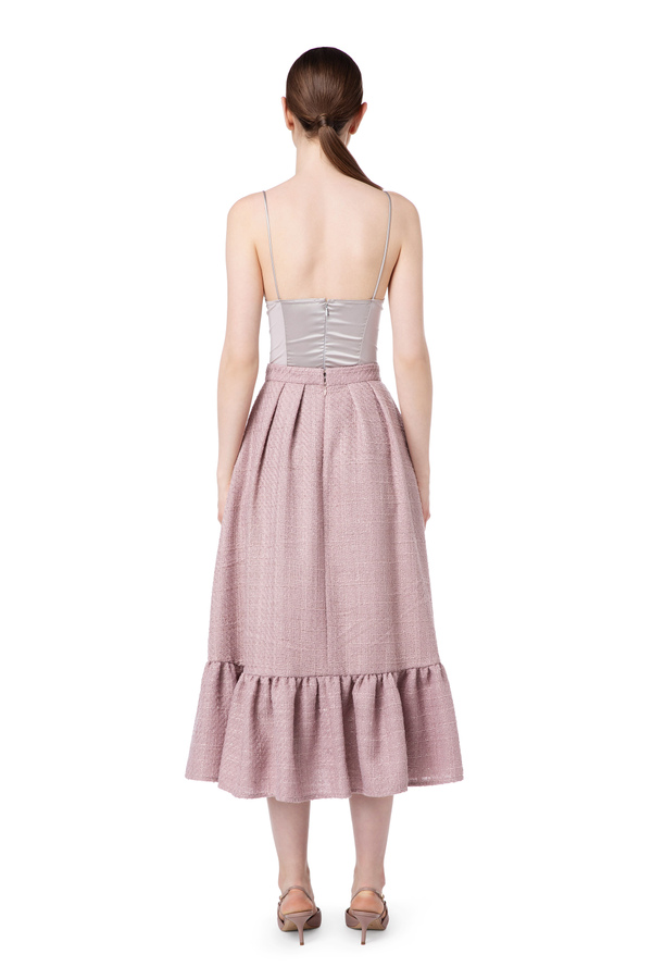 Long tweed skirt with maxi flounce - Elisabetta Franchi® Outlet