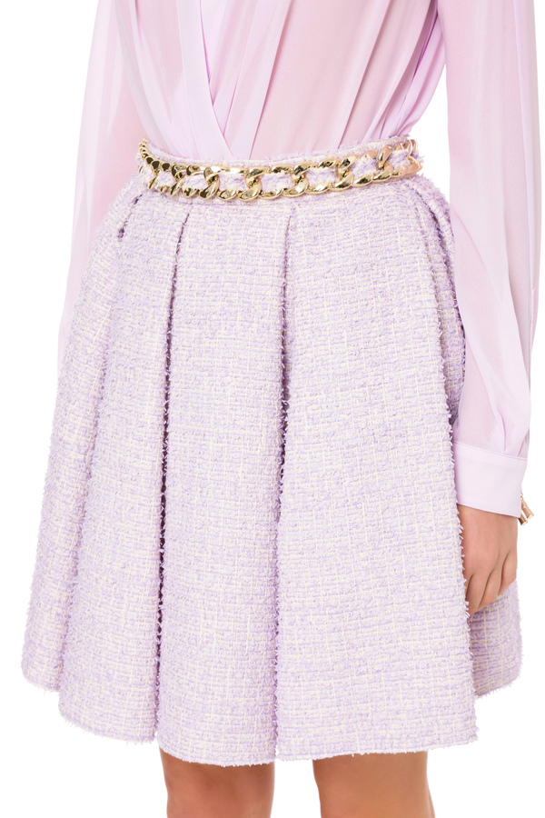 Flounced dolly skirt in tweed fabric - Elisabetta Franchi® Outlet