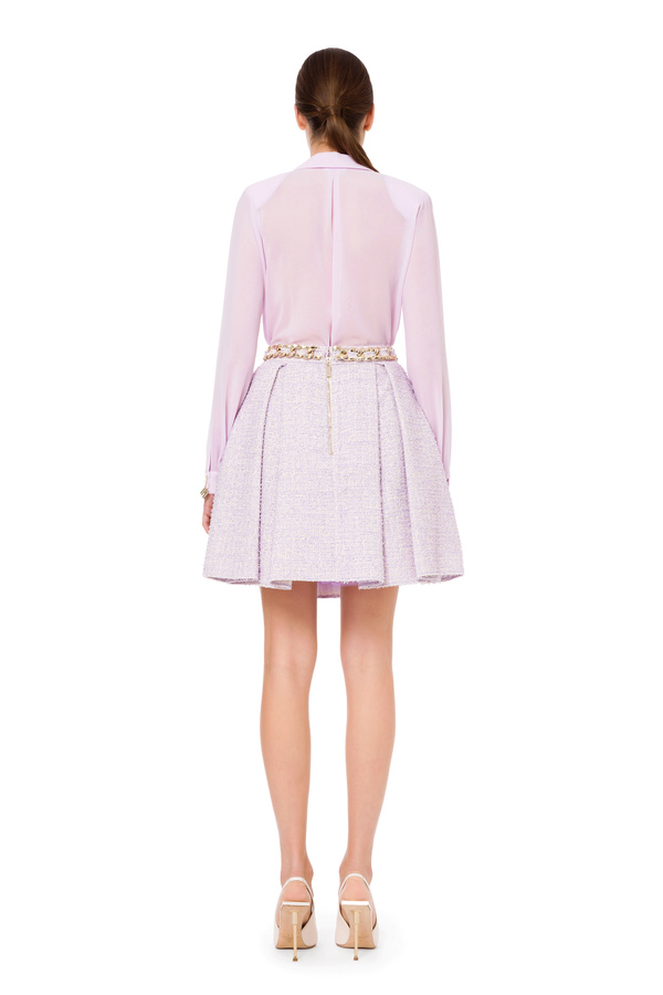 Flounced dolly skirt in tweed fabric - Elisabetta Franchi® Outlet