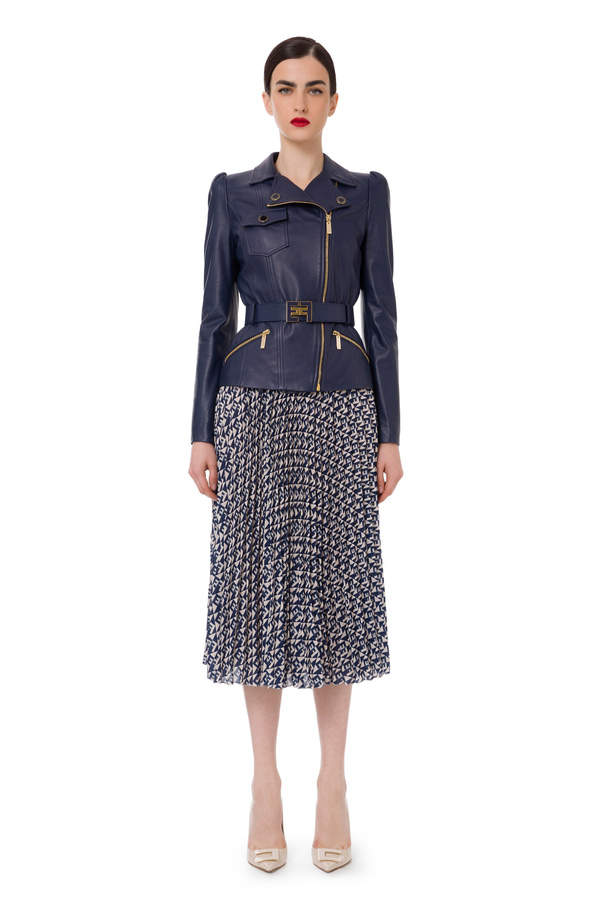 Pleated georgette skirt with diamond pattern - Elisabetta Franchi® Outlet