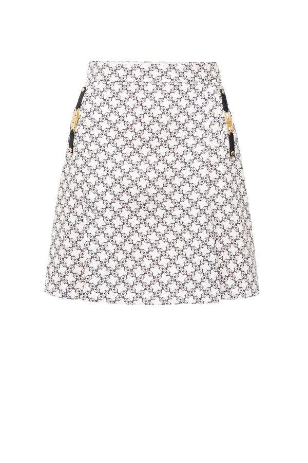 Mini skirt with micro-padlock print - Elisabetta Franchi® Outlet