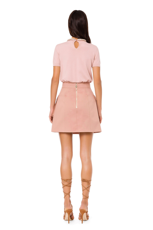 Short skirt with side utility pockets - Elisabetta Franchi® Outlet
