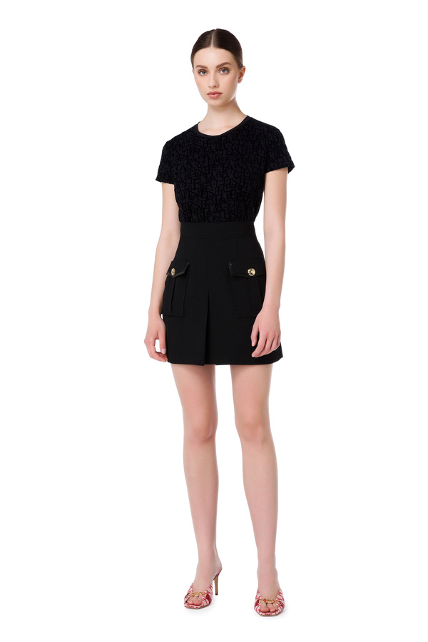 Mini skirt with gold buttons - Elisabetta Franchi® Outlet