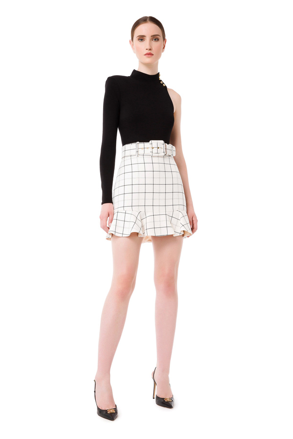 Mini skirt with two-tone check print - Elisabetta Franchi® Outlet