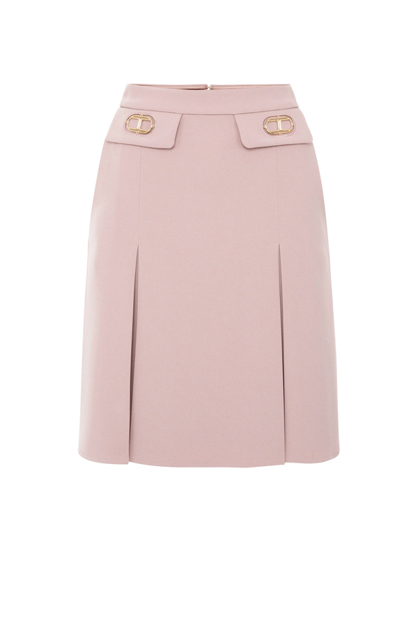 Skirt with Elisabetta Franchi light gold logo - Elisabetta Franchi® Outlet