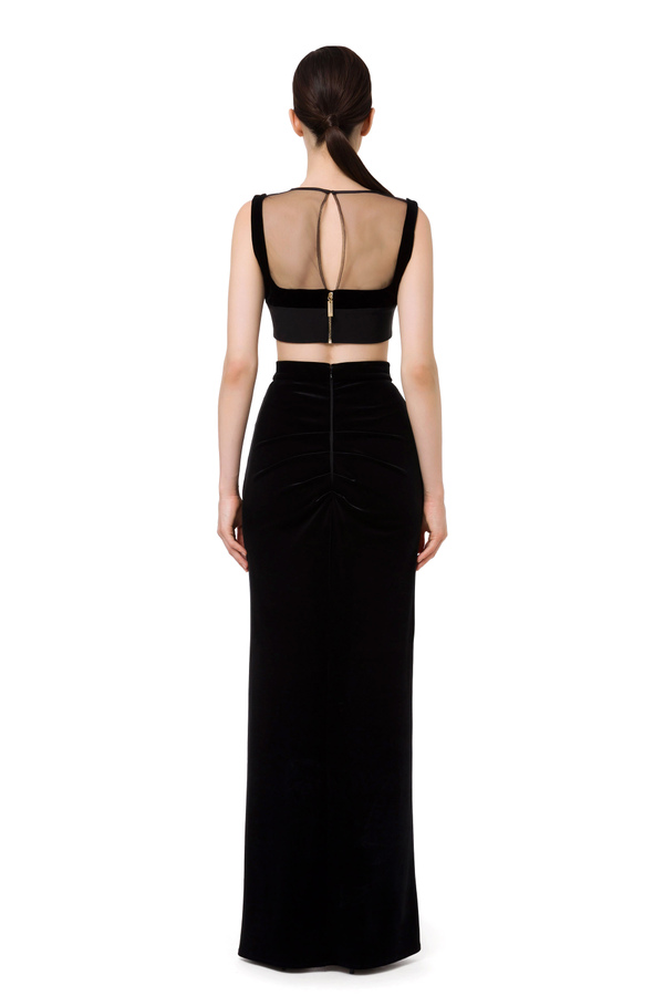 Crossed long skirt with drape - Elisabetta Franchi® Outlet