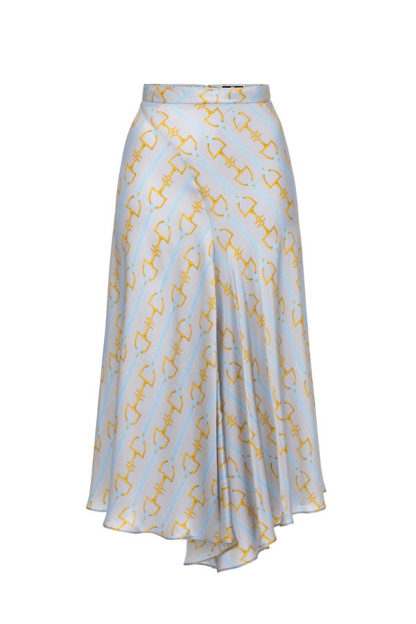 Horsebit print silk satin skirt - Elisabetta Franchi® Outlet