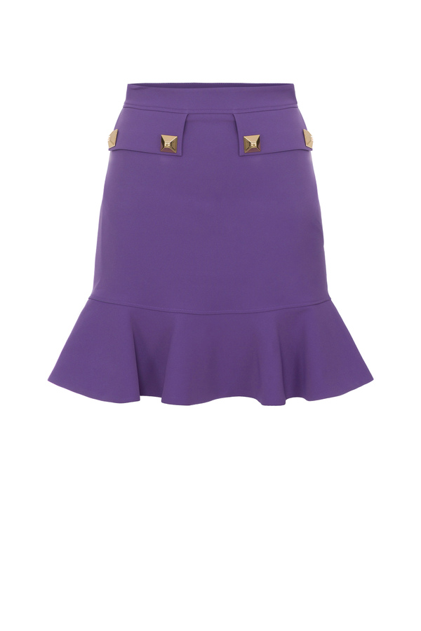 Skirt with flounces and stud detail - Elisabetta Franchi® Outlet