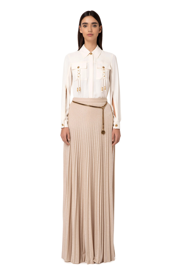 Pleated lurex jersey skirt - Elisabetta Franchi® Outlet