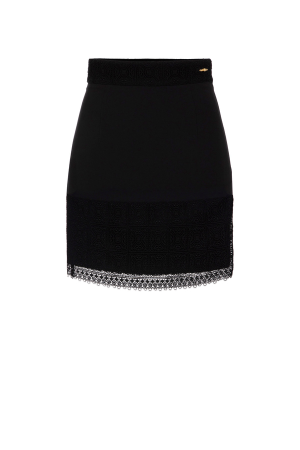 Miniskirt with lace bands - Elisabetta Franchi® Outlet