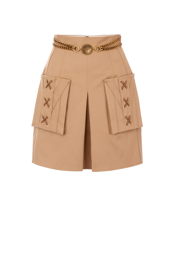 Textured miniskirt with criss-cross pattern - Elisabetta Franchi® Outlet