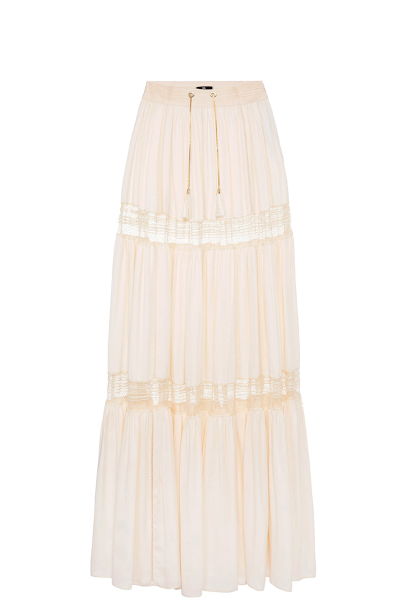Flowing skirt with ajour pattern - Elisabetta Franchi® Outlet