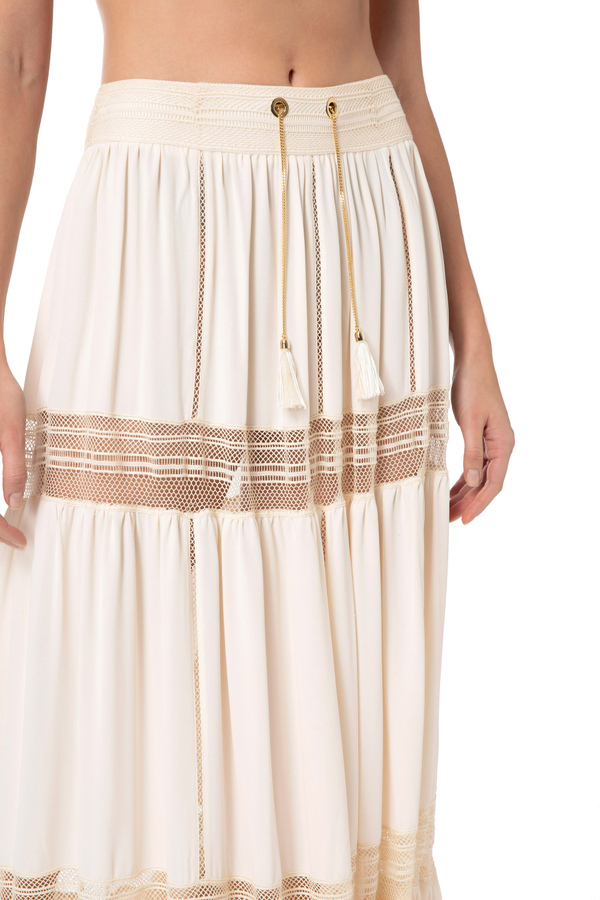 Flowing skirt with ajour pattern - Elisabetta Franchi® Outlet
