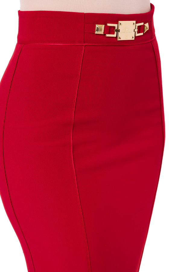Stretch pencil skirt with gold clasp - Elisabetta Franchi® Outlet