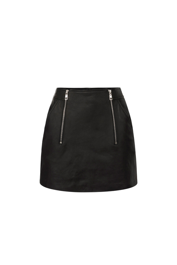 Minigonna in pelle con zip - Elisabetta Franchi® Outlet