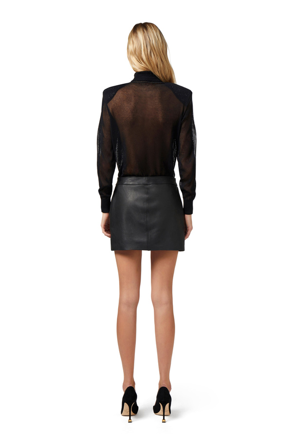 Minigonna in pelle con zip - Elisabetta Franchi® Outlet