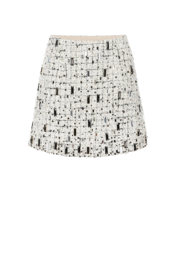 Mini skirt embroidered with stones - Elisabetta Franchi® Outlet