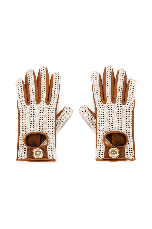 Perforated leather gloves - Elisabetta Franchi® Outlet