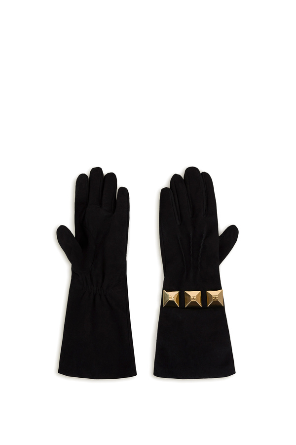 Medium suede glove with studs - Elisabetta Franchi® Outlet