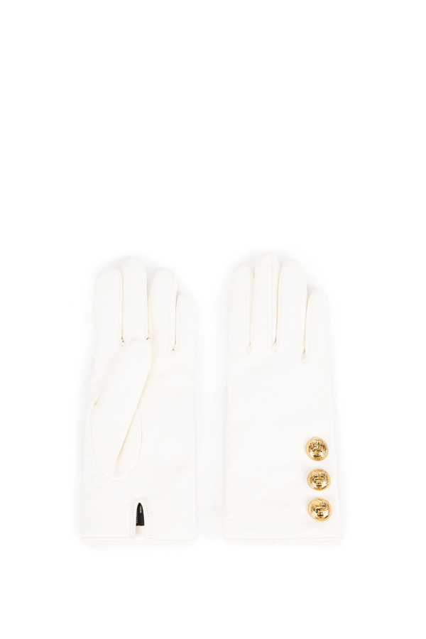 Nappa leather short glove with buttons - Elisabetta Franchi® Outlet