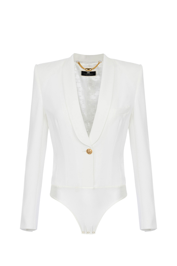 Veste body en crêpe avec revers châle - Elisabetta Franchi® Outlet