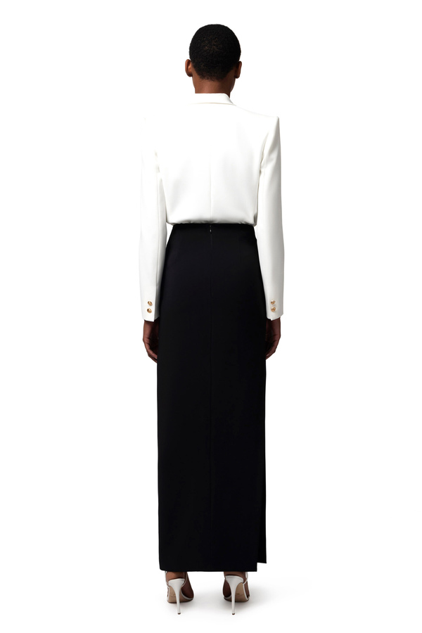 Veste body en crêpe avec revers châle - Elisabetta Franchi® Outlet