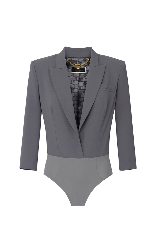 Giacca a body in crêpe con revers a lancia - Elisabetta Franchi® Outlet