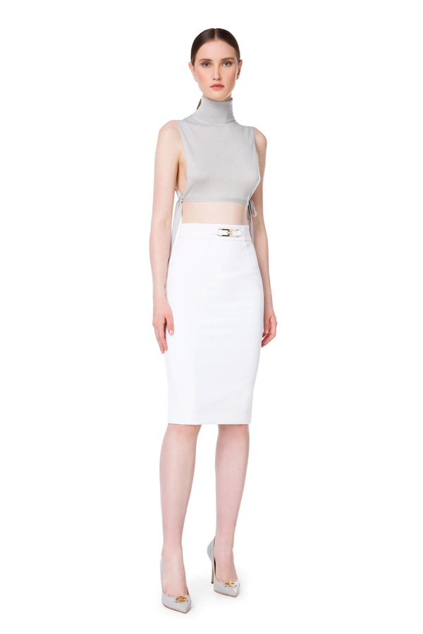 Calf-length skirt with a double-C horse bit - Elisabetta Franchi® Outlet