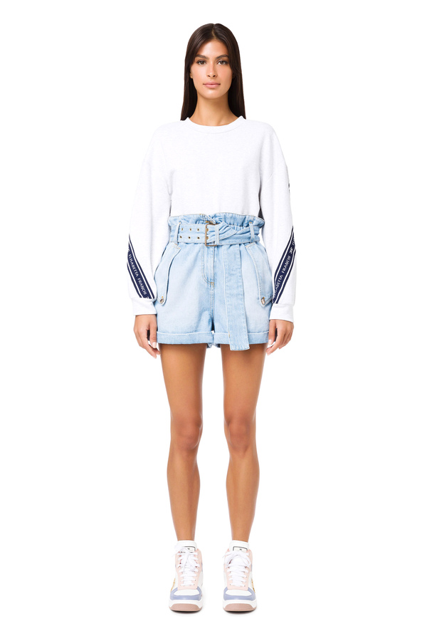 High-waisted shorts with belt - Elisabetta Franchi® Outlet