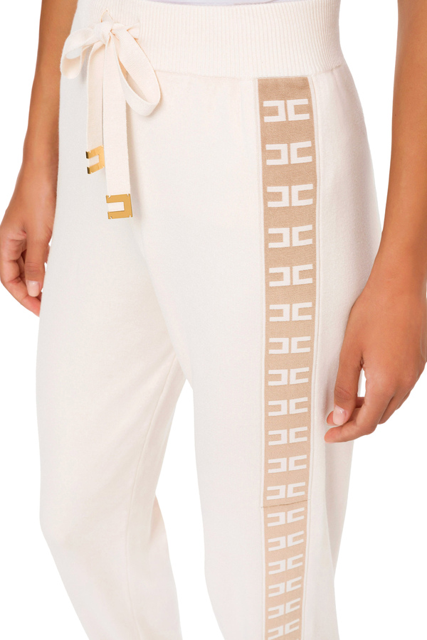 Sport trousers with logo-emblazoned bands - Elisabetta Franchi® Outlet