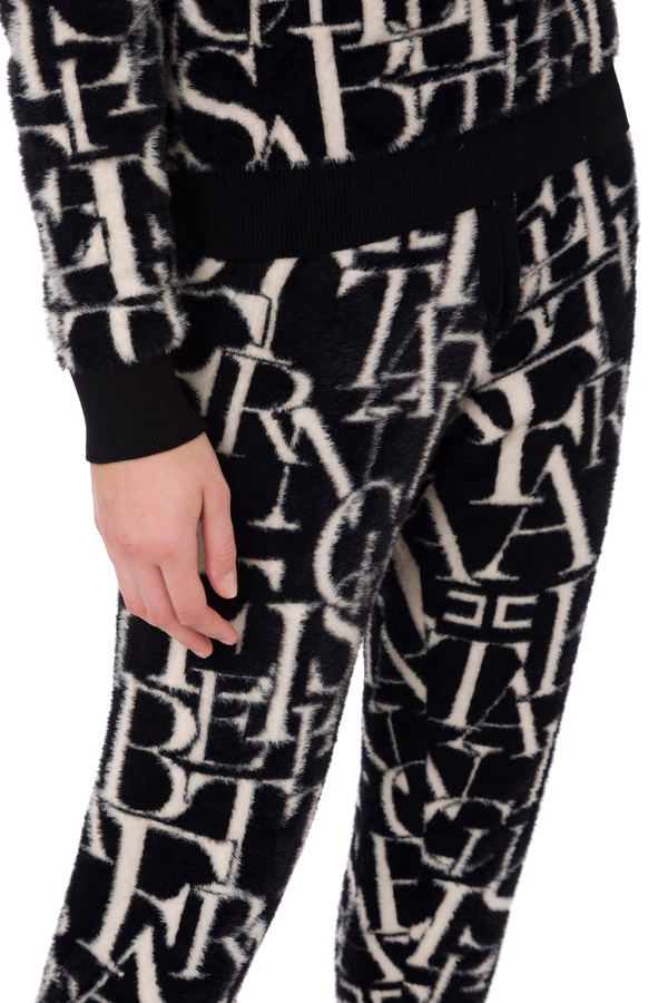 Jogger trousers with lettering pattern - Elisabetta Franchi® Outlet