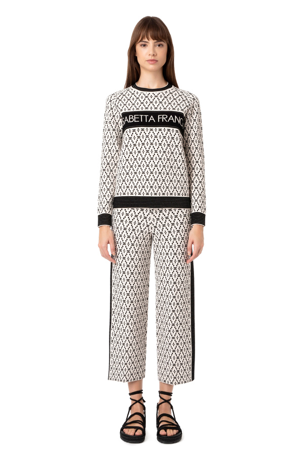 Palazzo trousers with diamond pattern - Elisabetta Franchi® Outlet