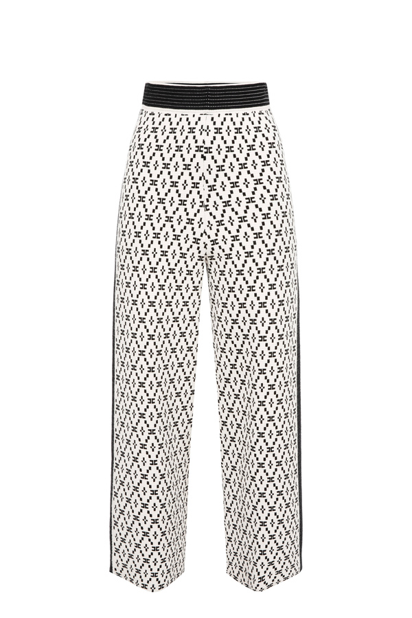 Palazzo trousers with diamond pattern - Elisabetta Franchi® Outlet