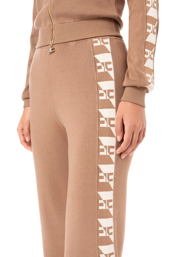 Ankle-length trousers with logoed band - Elisabetta Franchi® Outlet