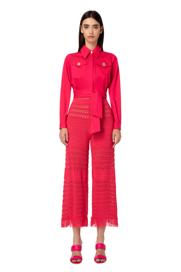 Palazzo trousers in lace stitch - Elisabetta Franchi® Outlet