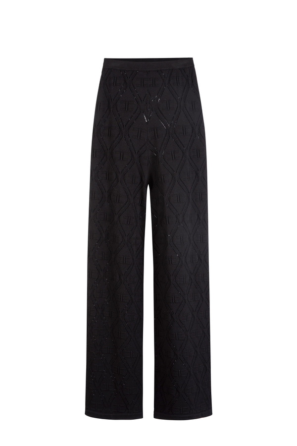 Palazzo-Strickhose mit Spitzenmuster - Elisabetta Franchi® Outlet