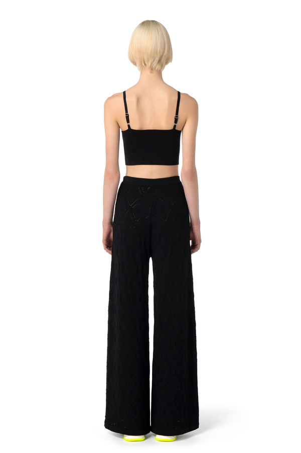 Palazzo-Strickhose mit Spitzenmuster - Elisabetta Franchi® Outlet