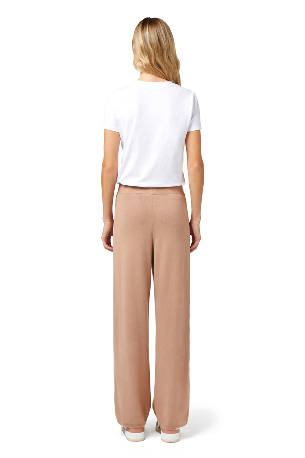 Pantalone palazzo in viscosa con bande logate - Elisabetta Franchi® Outlet